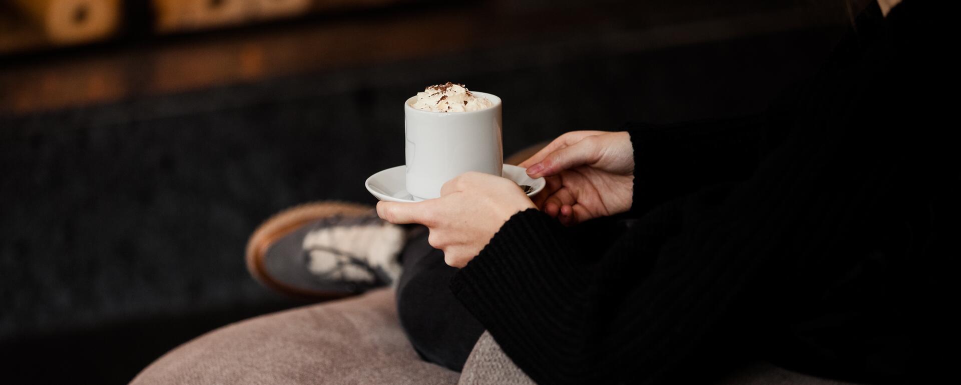 hot chocolate by the fireplace