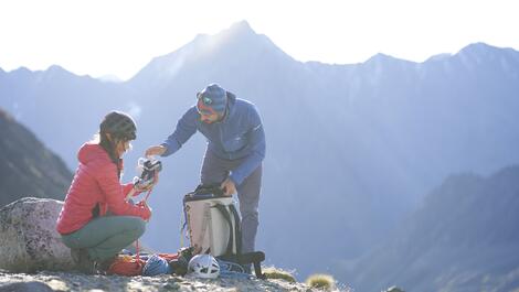 couple climbing in the Pitztal valley