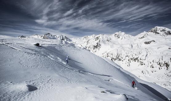 deep snow skiing in the Pitztal valley