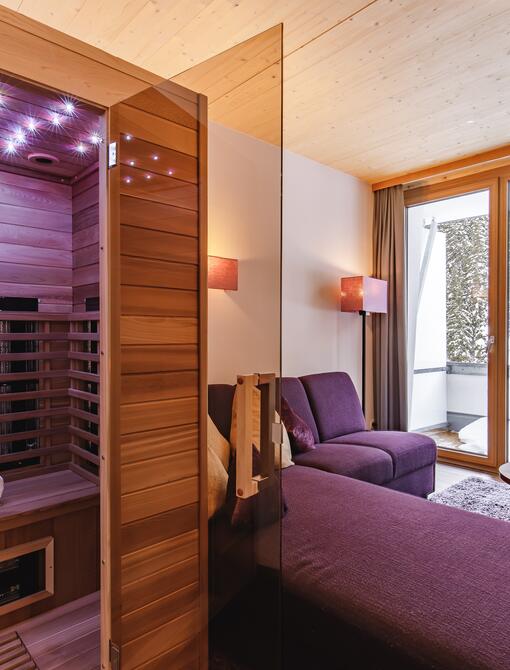 Hotelzimmer mit eigener Sauna