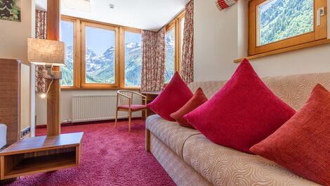 hotel room with mountain view